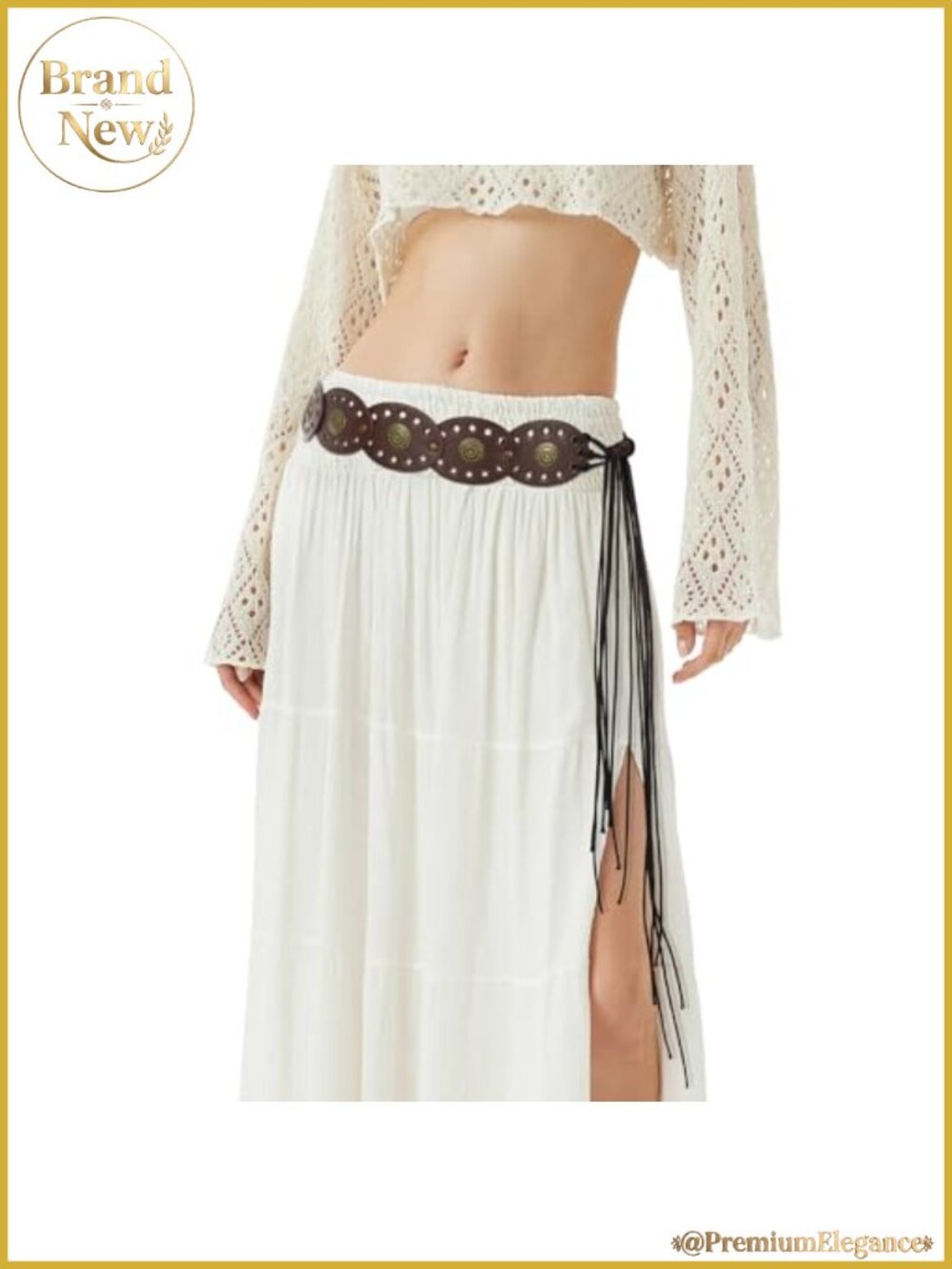 Women's Boho Disc Belt Concho Western Cowgirl Wide PU Leather Waist Belt